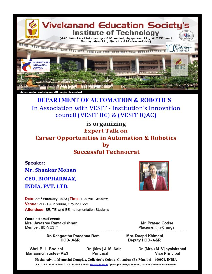 Expert talk on Carrier Opportunities in Automation & Robotics by Successful Technocrat Event