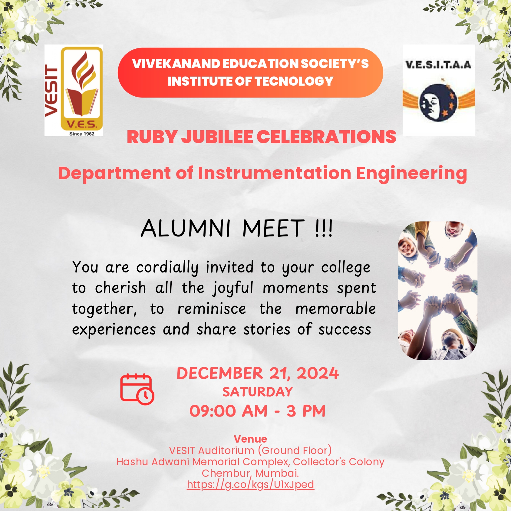 Invitation for the AURO (Formerly known as Department of Instrumentation)  Department Alumni Meet