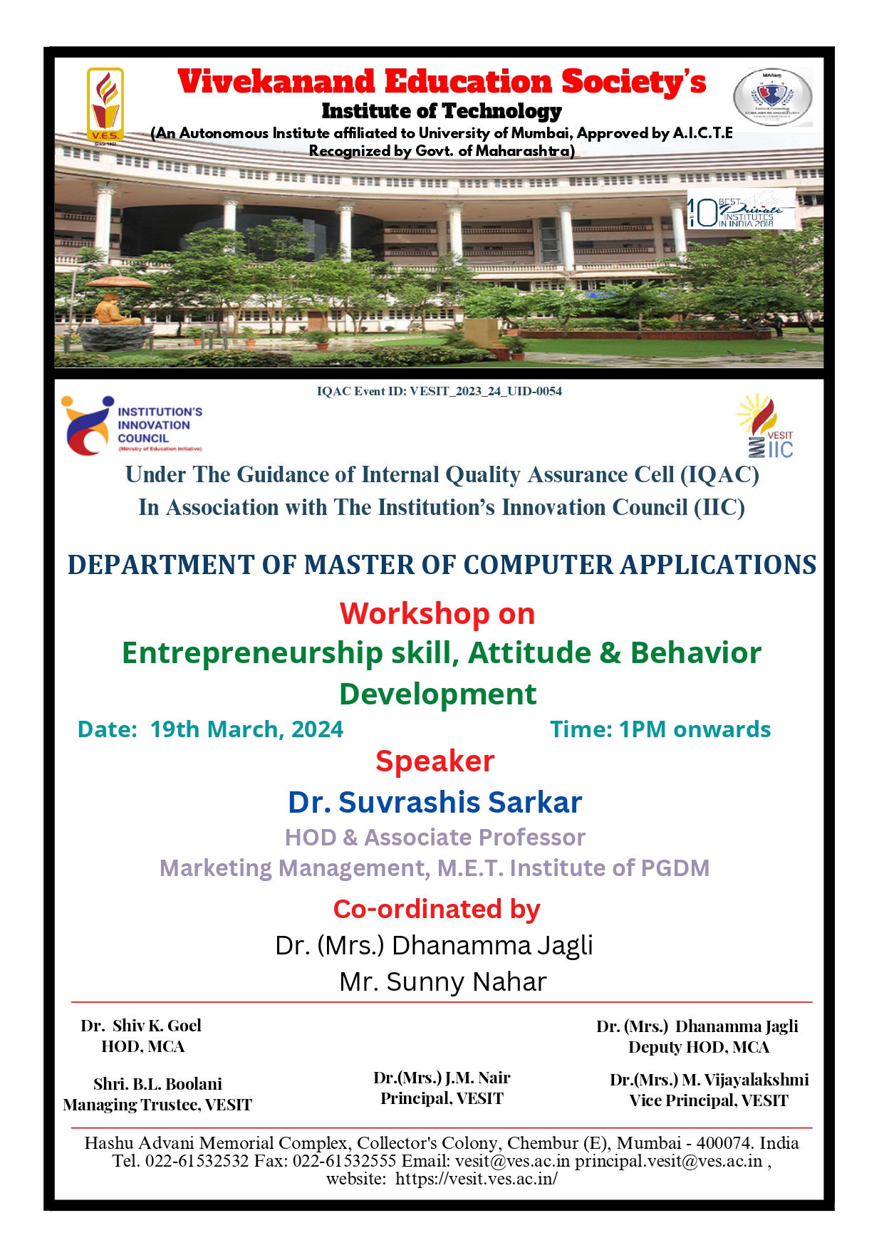 Workshop on Entrepreneurship skill, Attitude &amp; Behavior Development