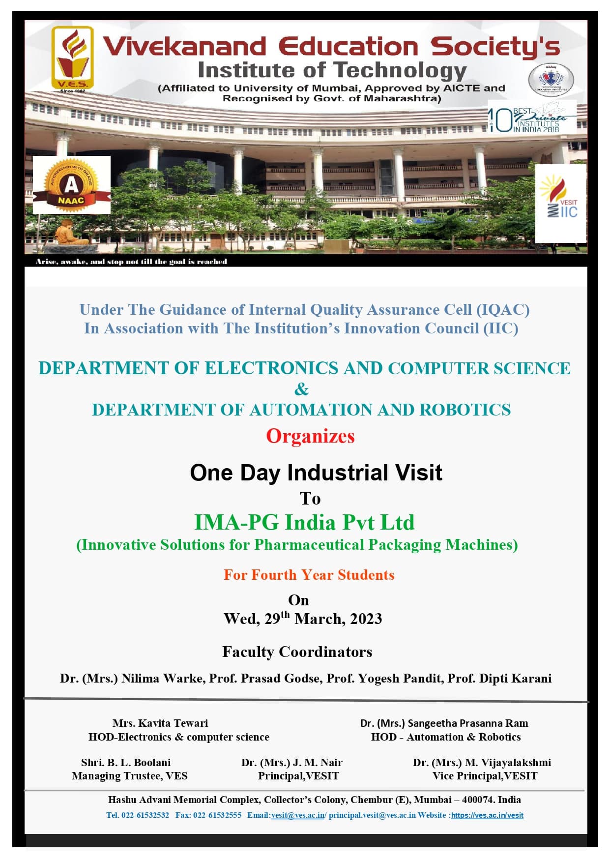 Industrial Visit- RA &amp; ETRX department