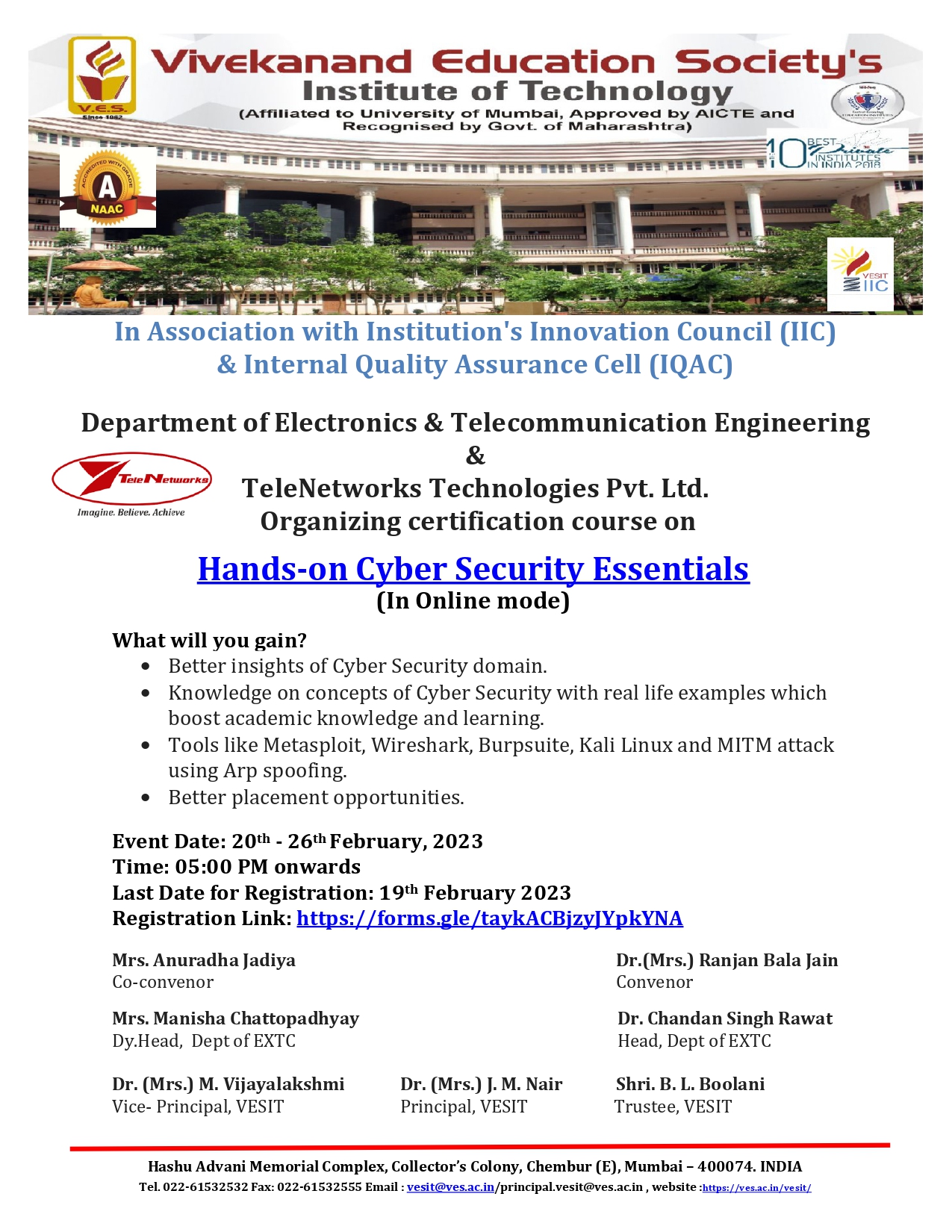 A hands-on workshop on Cyber Security Essentials by Department of Electronics &amp; Telecommunication