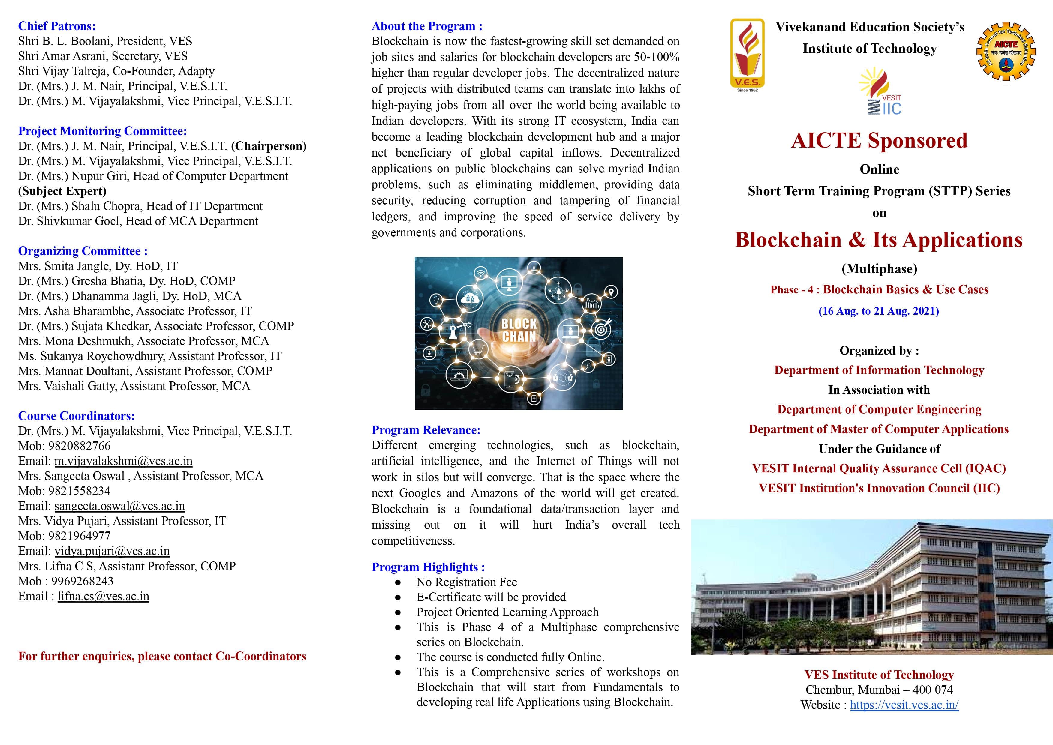 AICTE Sponsored STTP Blockchain and its application PHASE IV